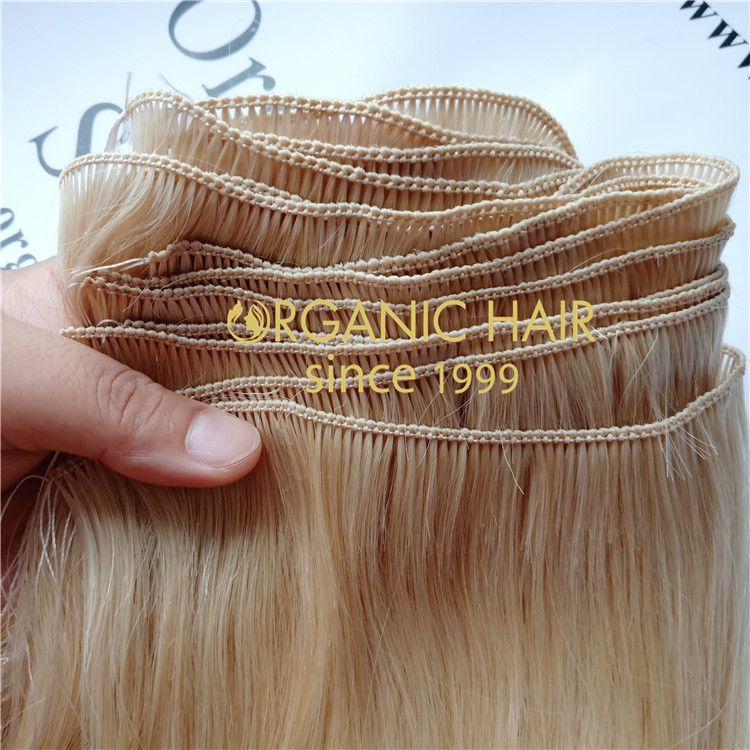 Exquisite customized thin #613 color human hair hand tied weft A76
